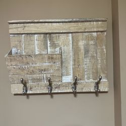 Rustic Wooden Entryway Coat Hanger/mail Holder 