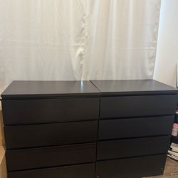 2 brown 4 drawer dressers
