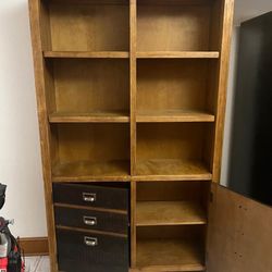 Jerome’s Rustic Wood Bookcase/Cabinet – 6 Open Cubbies + 2 Door Cabinets