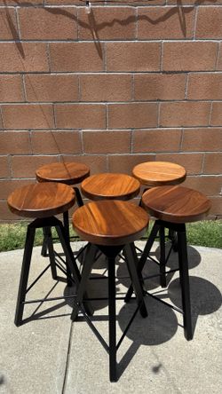 Solid Wood Adjustable Industrial Bar Stools
