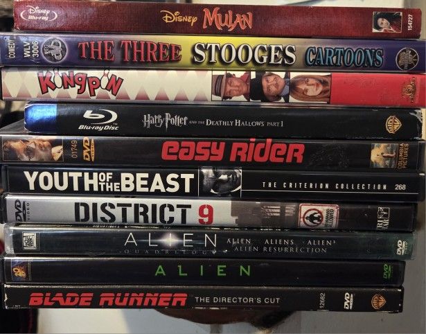 Alien Collection, Blade Runner, Kingpin, (Dvds, Blu-ray, Criterion)