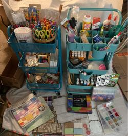 2 rolling craft carts + tons of craft supplies