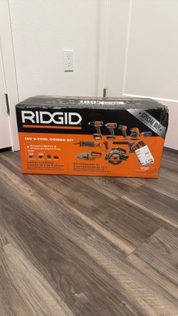 RIDGID 18V Cordless 8-Tool Combo Kit with 2.0 Ah Battery, 4.0 Ah Battery, Charger, and Tool Bag