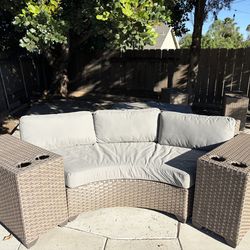 TK Classics Barbados Curved Outdoor Sofa - 3-Piece Set OBO