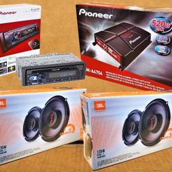 Pioneer Single Din Car Stereo Bluetooth USB Aux Am/Fm 2-Set JBL 6 1/2" 2-Way 4-Channel Amplifier Speaker System 270 Watt Package 🚨 No Credit Needed🚨