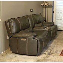 Marcus Grey Top Grain Leather Sofas