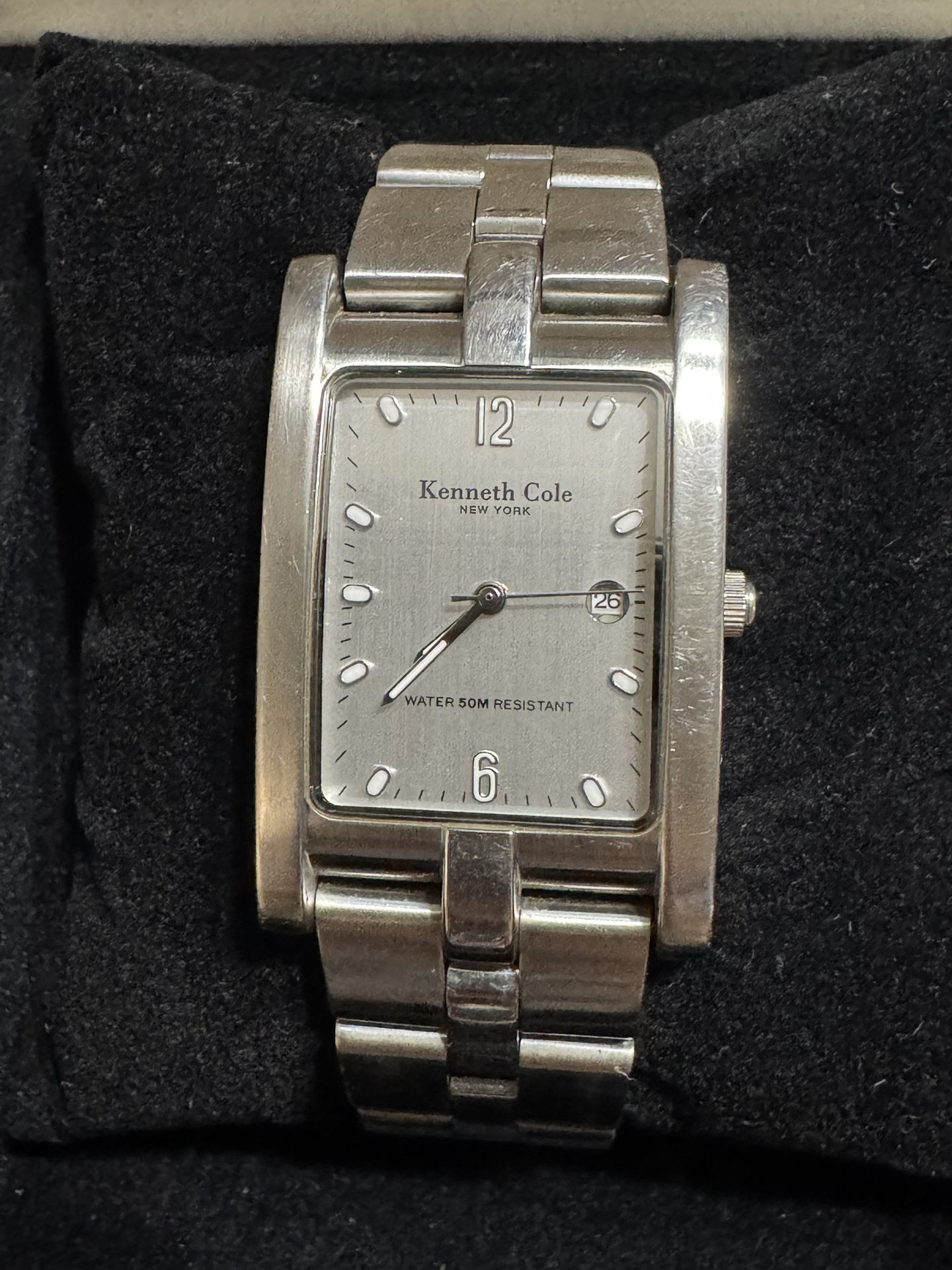 KENNETH COLE NEW YORK KC3227 SILVERTONE QUARTZ WATCH 7" SM/MED BAND NO BOX