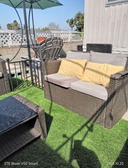 Outdoor Wicker Loveseat with Coffee Table-OBO
