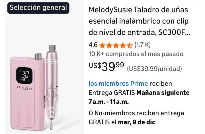 MelodySusie Essential Cordless Nail Drill with Entry-Level Clip, SC300F 30000RPM with LCD Screen for All Forms of Manicure and Gel Removal, Ideal for