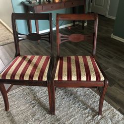 Pair Of Old Vintage 1920 Chairs With Original Pads, Absolutely Beautiful! Unioon Label And Stamped Thomasville Label Still Attached Under Chair!