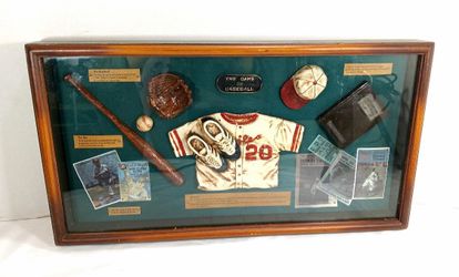 Vintage Babe Ruth “The Game Of Baseball” Memorabilia Shadow Box