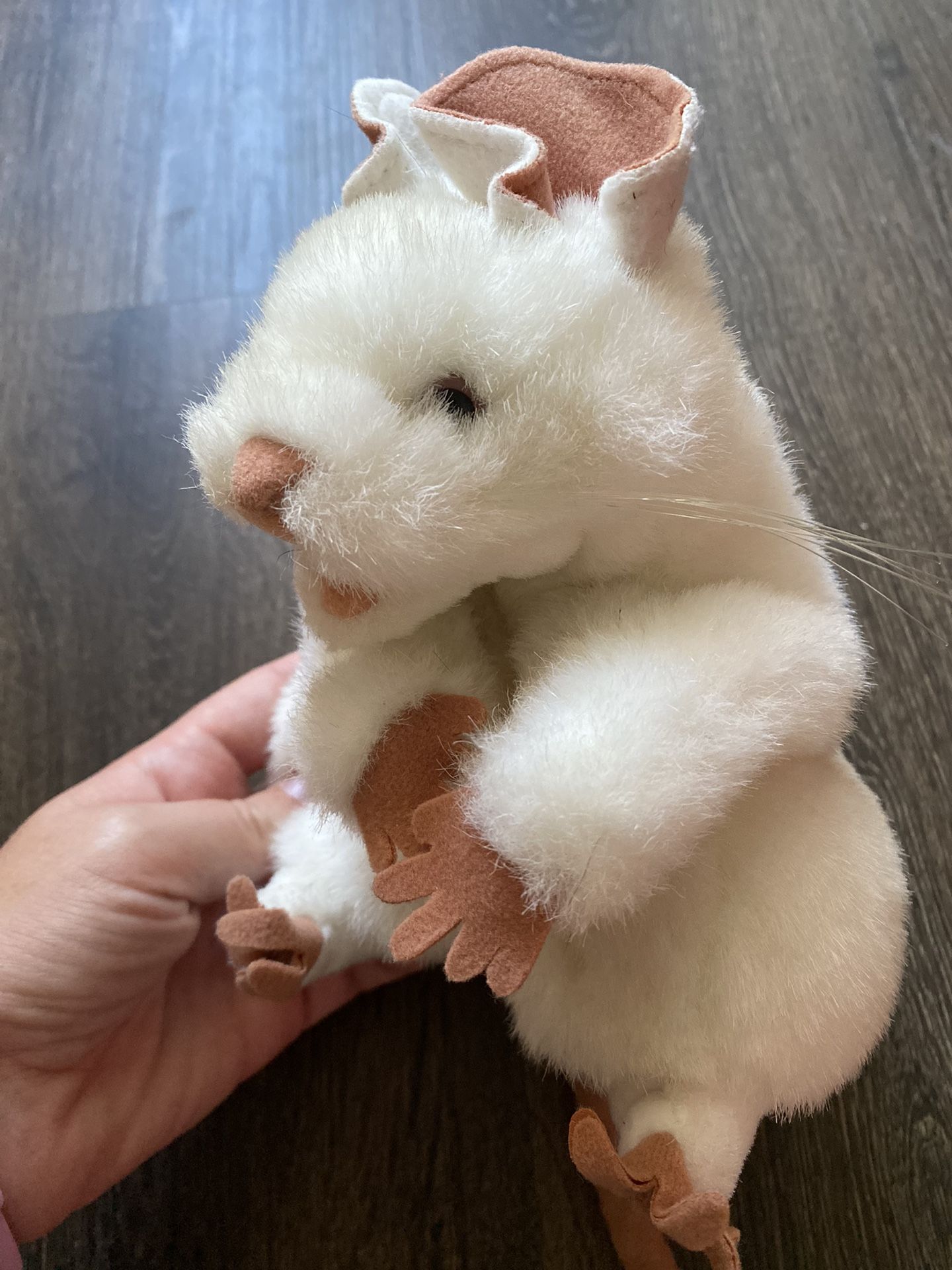 Folkmanis White Mouse Rat Hand Puppet Plush Folktails Realistic Long Tail Plushy