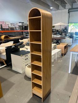 New -67Inch Arched Bookshelf 8 Tiers Bookshelf Storage Cabinet with Adjustable Shelves Wood Bookshelf with Open Display Shelf for Home Office