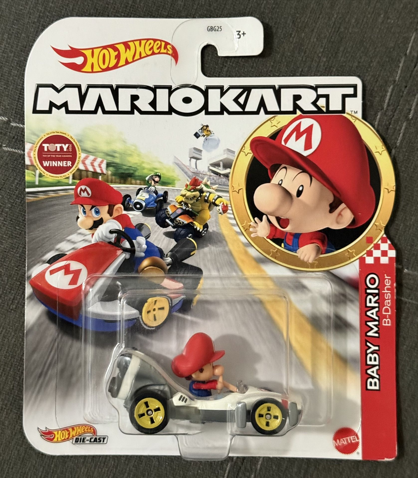 Hot Wheels Mario Kart - Baby Mario with B-Dasher Vehicle - New NIB