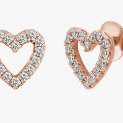 Rose Gold Studded Heart Earrings