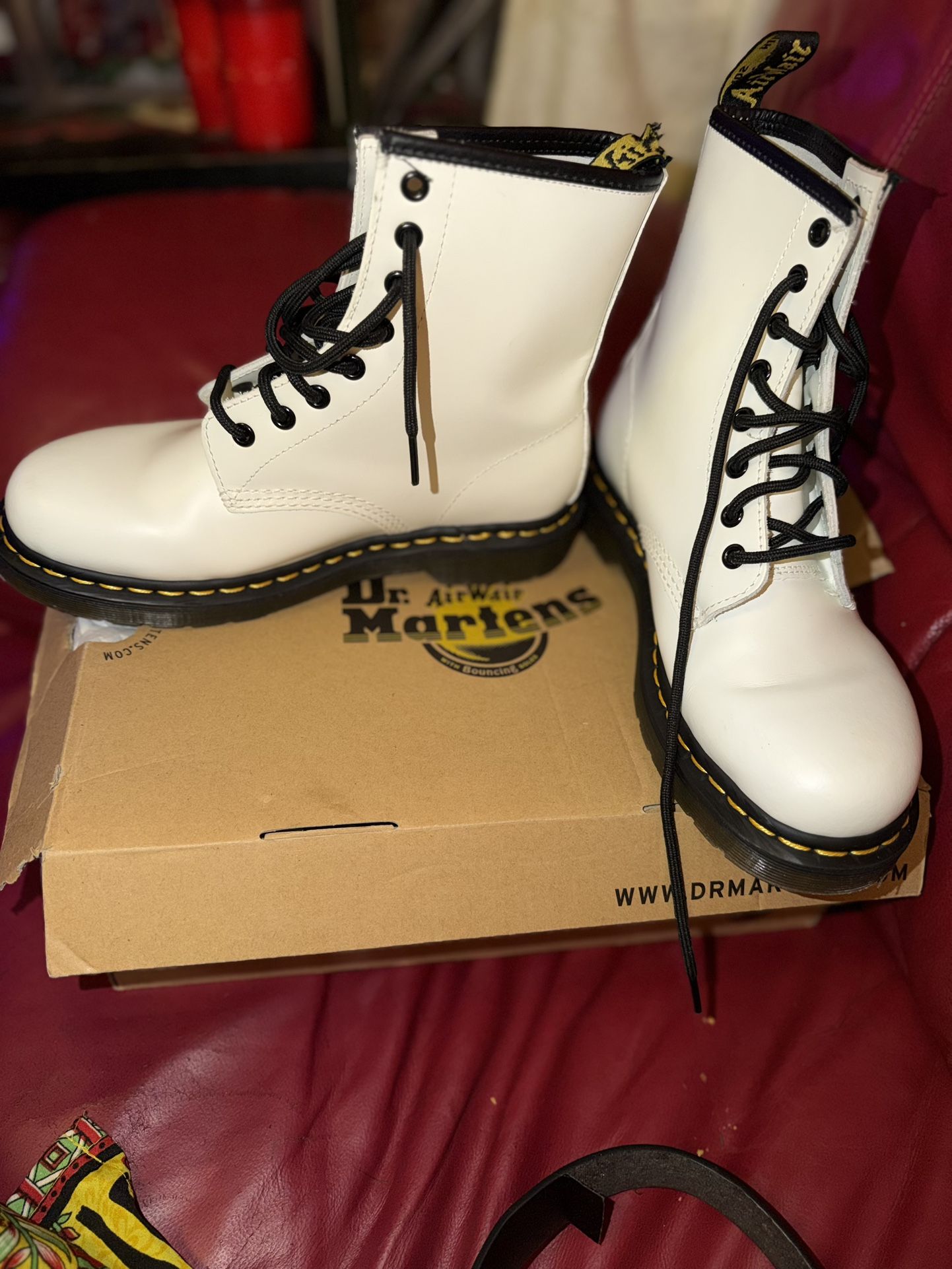 Dr Martens White Leather Boots