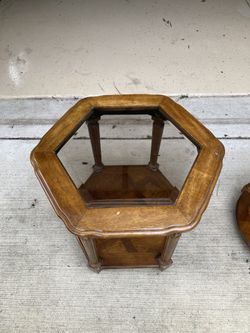 Vintage Victorian Hexagon Maple End Table
