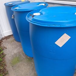 55 Gals Plastic Barrels.  