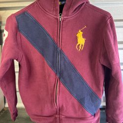 Polo RalphLauren BigPony CrestBoys M 10-12Zip Up Hooded Jacket Cotton(Br)