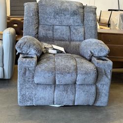 360° Swivel Rocker Recliner for Adults, Nursery Glider Recliner with Massage and Heating, Rocking Chair with Cup Holder, Manual Recliner Chair for Liv