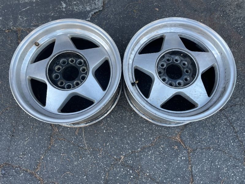 Two 16 inch American Racing rims 5 lug classic cars -T03220