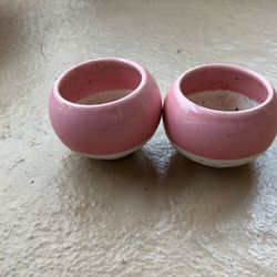 Two Small Pink  Ceramic Planter Pots 