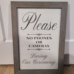 Wedding Framed "No Phones Or Cameras" Sign