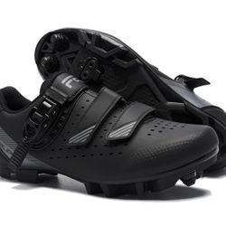 FENLERN Men's Cycling Shoes Mountain Bike Shoes Compatible with 2-Bolt Cleats Size Men’s 12 1/2 Black Grey BRAND NEW IN BOX 