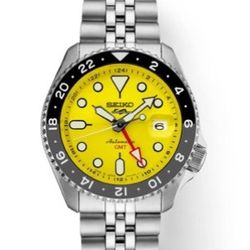 Seiko 5 Sports Automatic GMT – Yellow Dial – Full Set w/ Box & Links