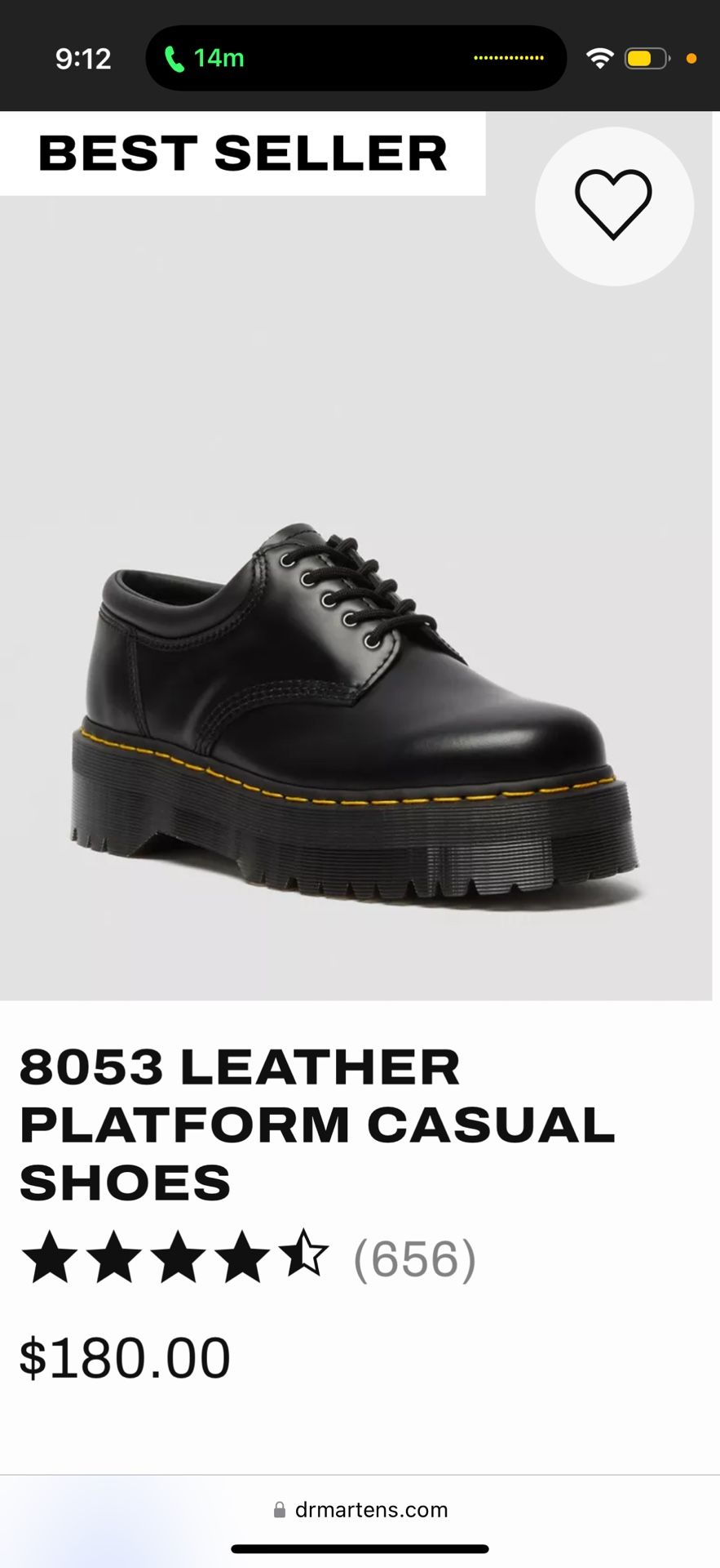 Size 8- 8053 Leather Platform Casual Shoes