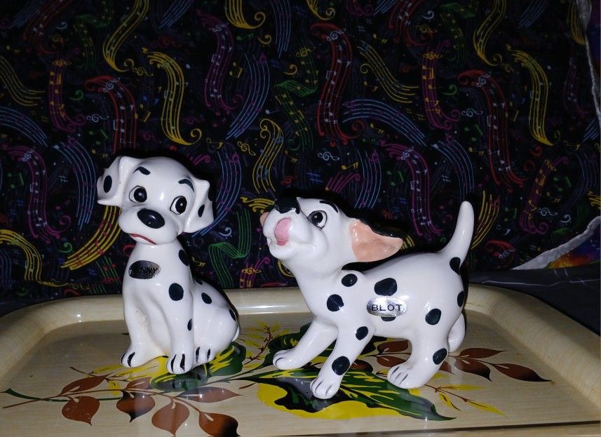 Vintage Disney Japan 101 Dalmatians Ceramic Figurines Set Of 2