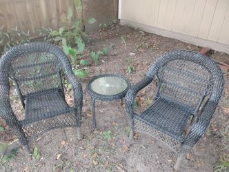 Black Wicker Patio Bistro Set 3-Piece