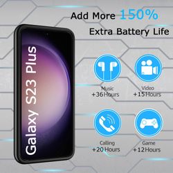 Black 12000mAh Slim Portable Fast Charging Battery Case for Samsung Galaxy S23 Plus