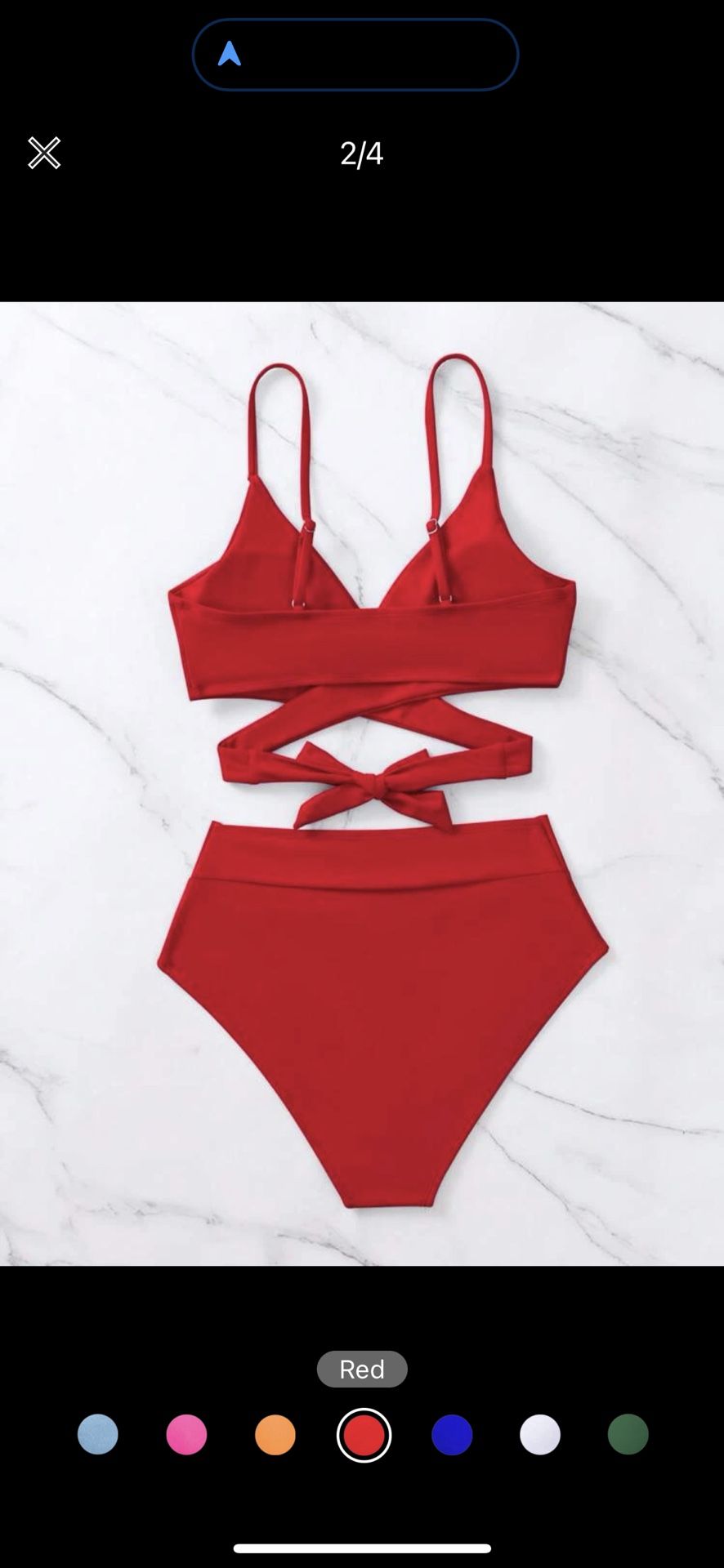 Shein Bikini Set Crisscross Tie Back Red Size Small