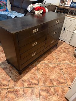 Brown dresser 6 drawers wood