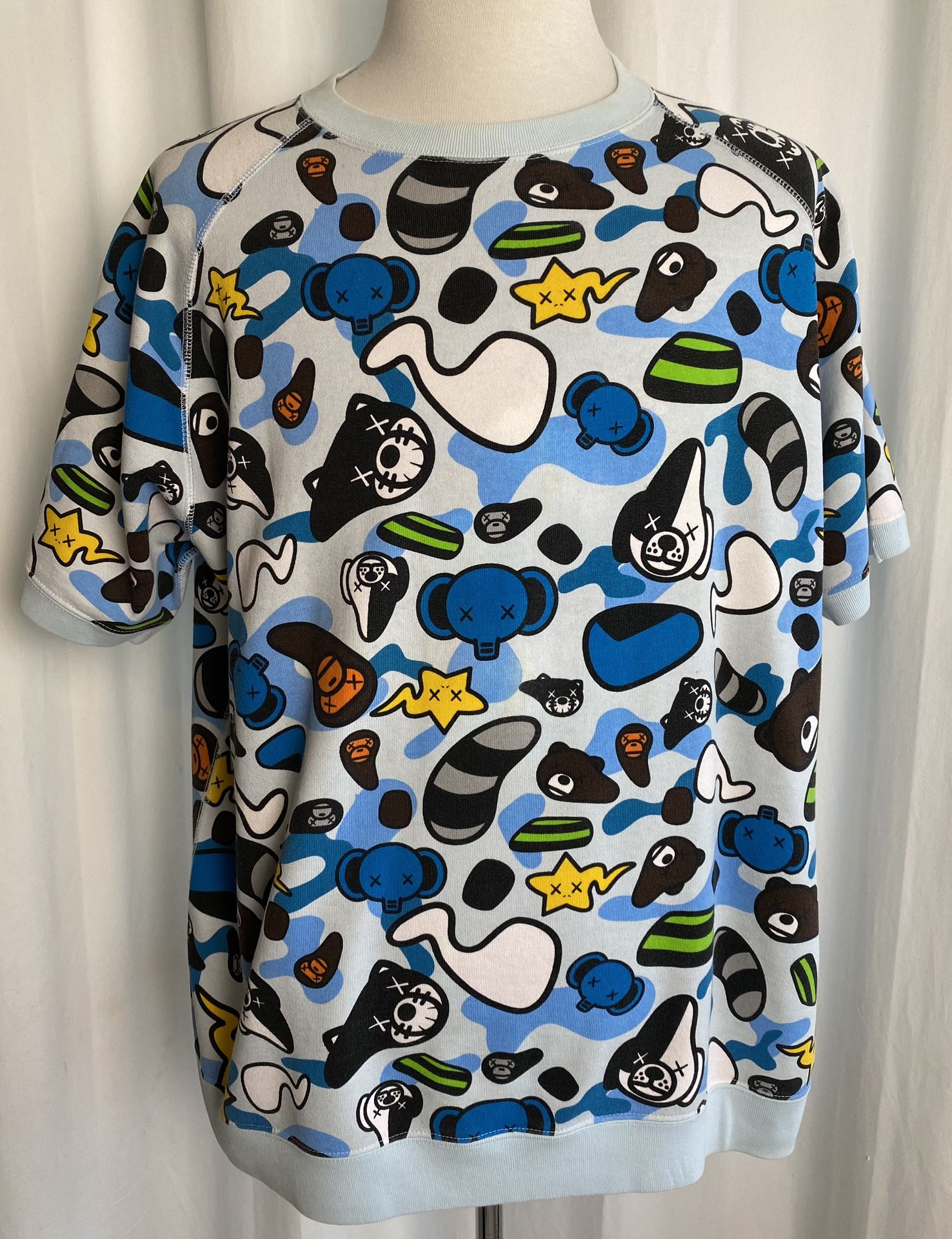 Vintage A Bathing Ape (Bape) Baby Milo x Kaws Men’s XL Animal Kingdom Short Sleeve Sweater (Rare Collector’s Item!)