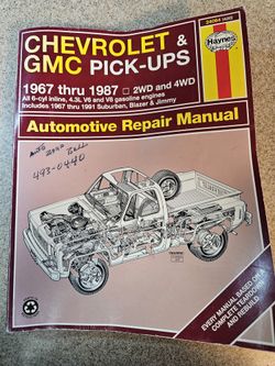 Haynes Auto Repair Manual For Chevy & GMC trucks 1967 Thru 87