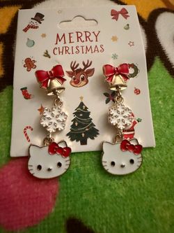 Hello kitty Christmas earrings