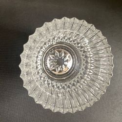 Vintage clear glass votive or tea light candle holder with a ribbed design and a scalloped edge Set of 2