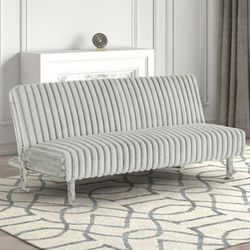Brand New Plush Light Grey Futon Sofa Sleeper 