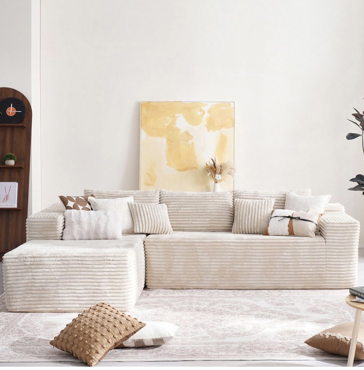 Cloud Sectional Couch – 104” Velvet Sofa with Chaise (Like New!)