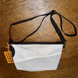 Upcycled Material White Water Resistant Cross Body Bag