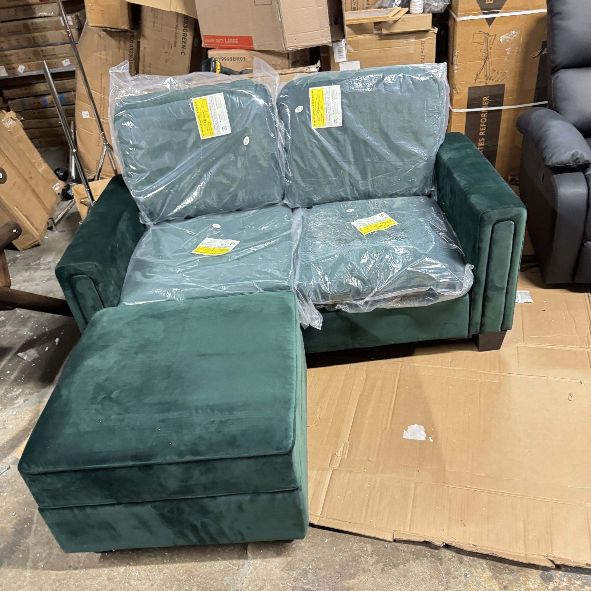 Belffin Modular Loveseat Sofa Couch with ottoman Storage Seats Velvet 2 Seater Love Seats for Small Spaces Green