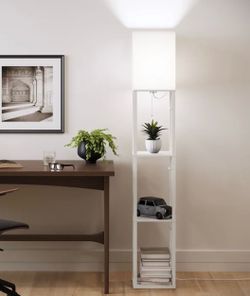 Floor Lamp with Built-In Shelves