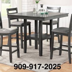 GREY COUNTER HEIGHT DINING TABLE SET