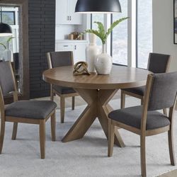 Zealand 54" Round Dining Table and 4 Chairs