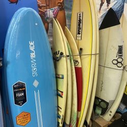 Used surfboards at Catch A Wave surf shop in Coconut Grove