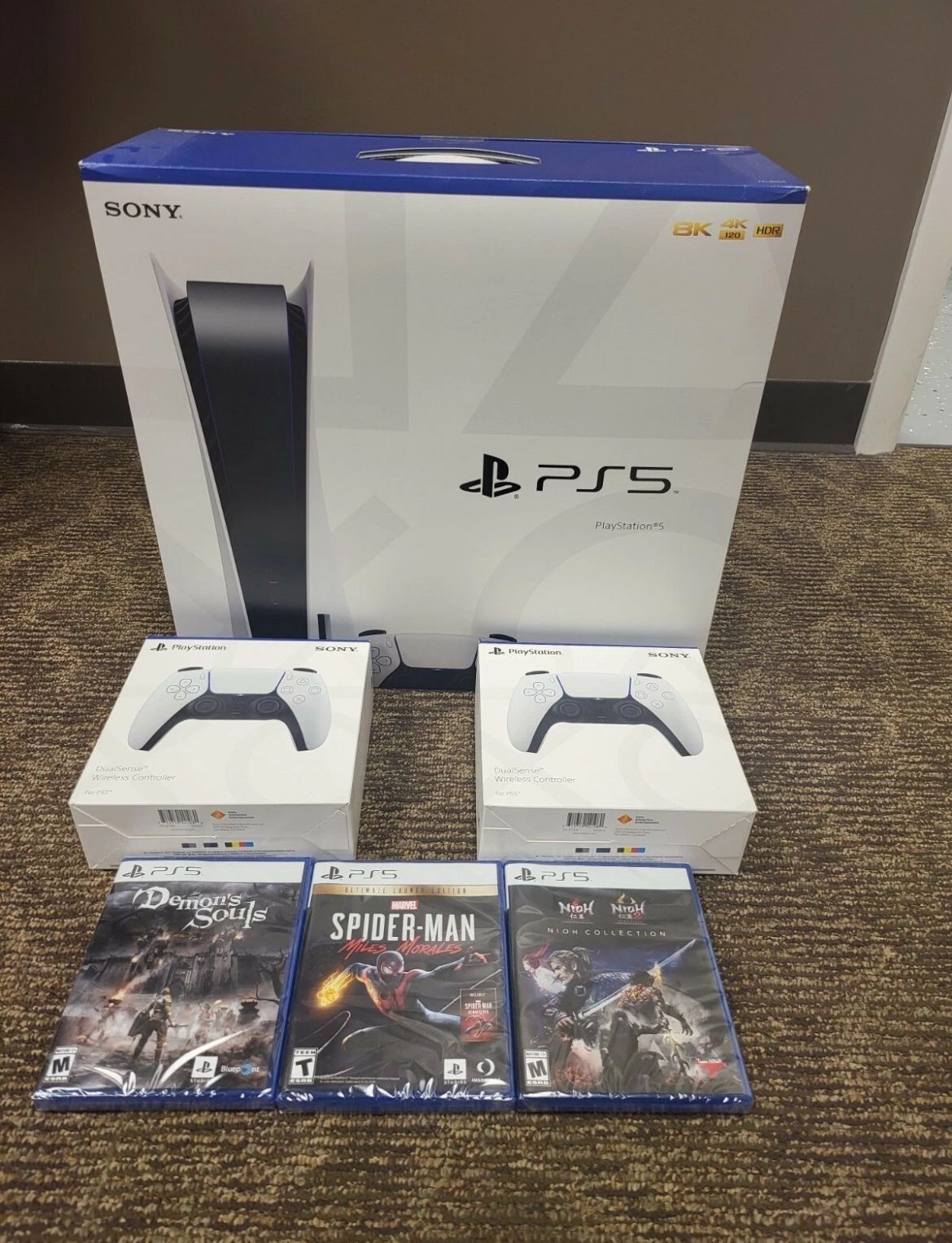 Sony PlayStation 5 PS5 Console Disc Version 3 Games + 2 Controller Bundle.
