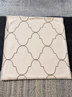 22”x22” Pottery Barn Beige Embroidered Pillow Cover