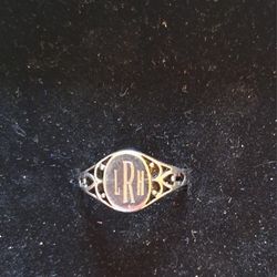 Unisex "LRH" Mongram Signet Ring Sterling Silver Size 10.5/11